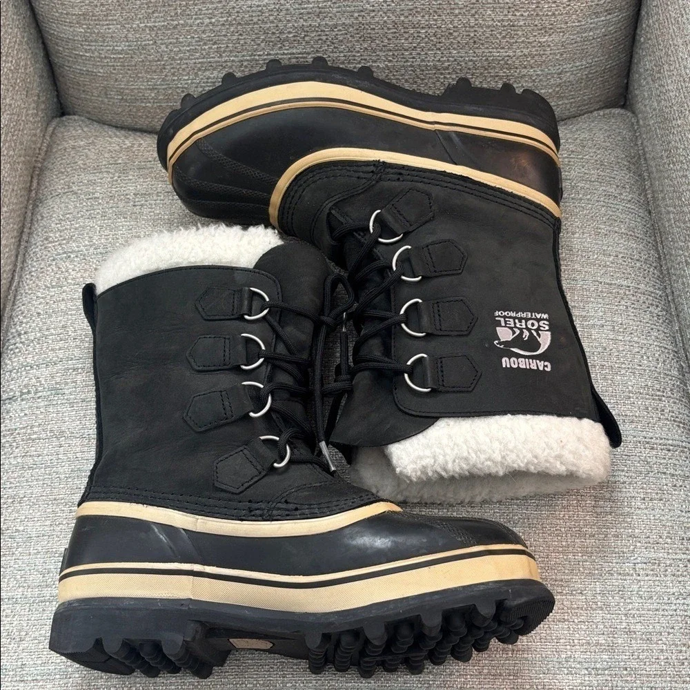 SOREL Black Caribou Waterproof Insulated Winter Boots Women's‎ size 7